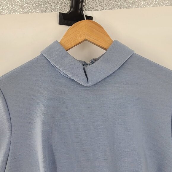 Bleeker Street Sky Blue Cap Sleeves Lace Trim Around The Waist sz 14 Union made - Picture 8 of 11